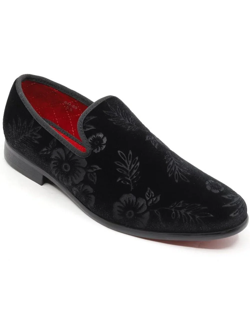 Metrocharm Men's Black Floral Loafers Penny Slip On Tuxedo Fashion Shoes